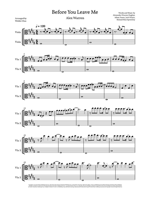 Before You Leave Me (Arr. Welder Dias) - Alex Warren (Viola Duet)