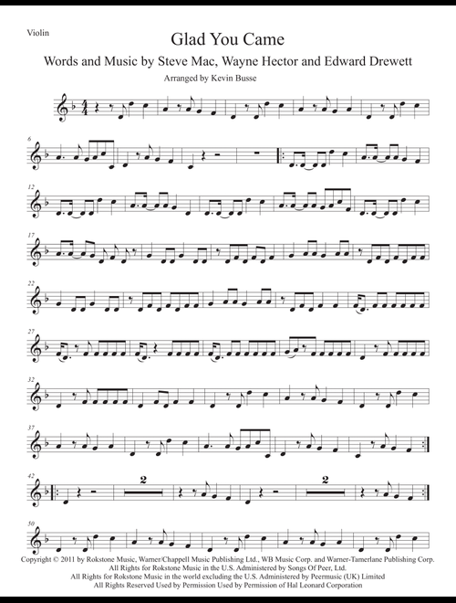Glad You Came (Arr. Kevin Busse) - The Wanted (Violin Solo)
