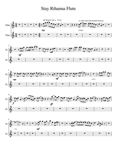 Stay by Rihanna ft Mikky Ekko - Flute