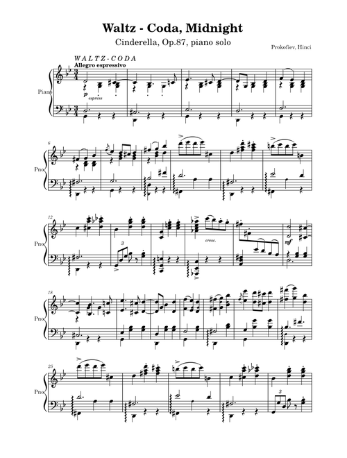 Cinderella, Op.87, Waltz-Coda & Midnight (Solo) - Prokofiev