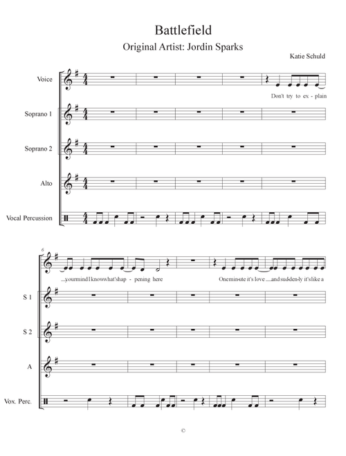 Battlefield (Arr. Katie Schuld) - Jordin Sparks (Choral, SSA)