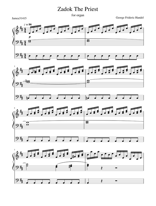 Zadok The Priest opening part (for Organ)