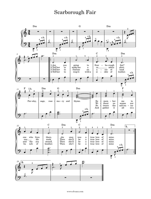 Scarborough Fair (for lever harp)