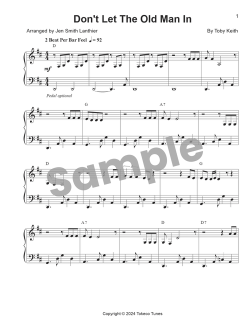 Don't Let The Old Man In (Arr. Jen Smith Lanthier) - Toby Keith (Piano Solo)