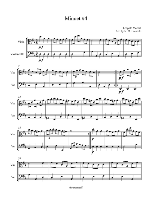 Minuet #4 (Arr. Nick Lacanski) - Mozart, Leopold (Instrumental Duet)