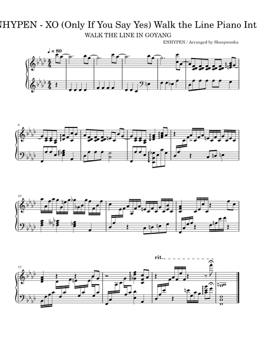 XO (Only If You Say Yes) – ENHYPEN Walk the Line Piano Intro