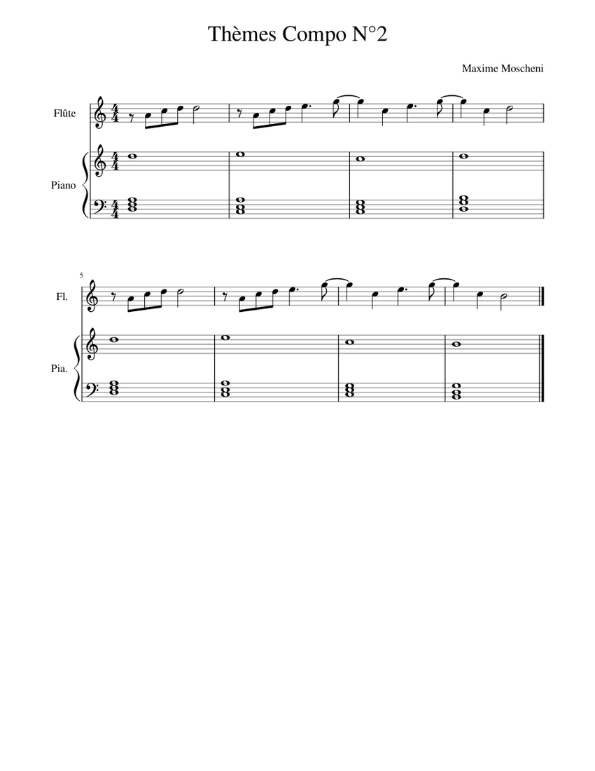 Thèmes_Compo_N°2 Sheet Music for Piano, Flute (Solo) | MuseScore.com