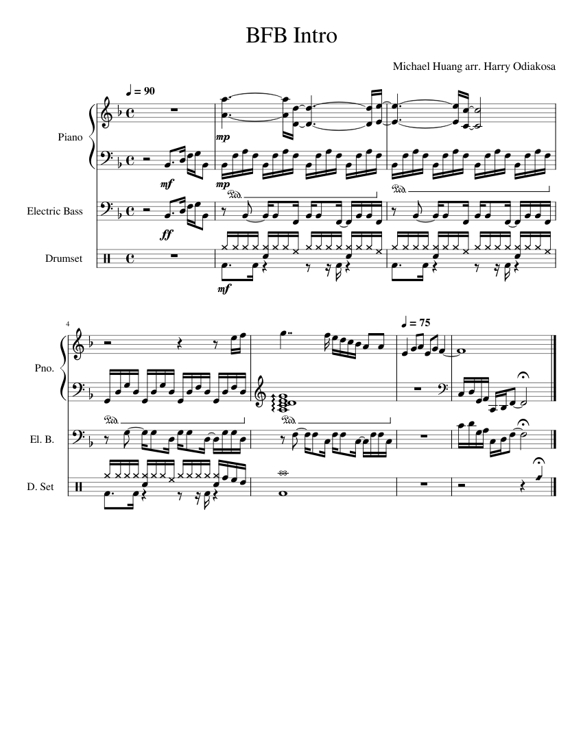 BFB Intro – Michael Huang arr. Harry Odiakosa Sheet Music for Piano ...