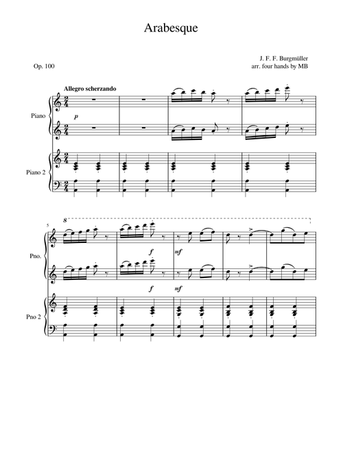 Arabesque - Burgmüller (arr. four hands)