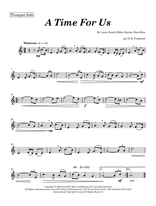 A Time For Us (Love Theme) (Arr. P. R. Frederick) - Nino Rota (Trumpet Solo)