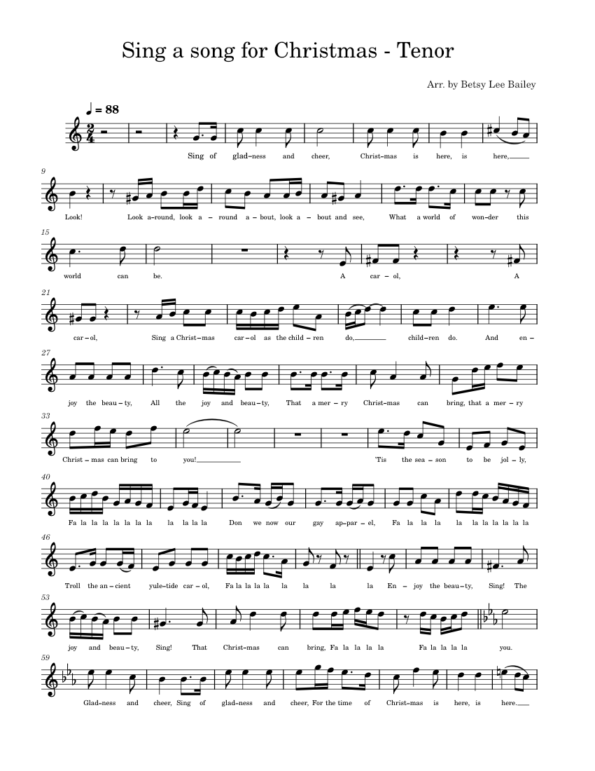 Simple Christmas Piano Sheet