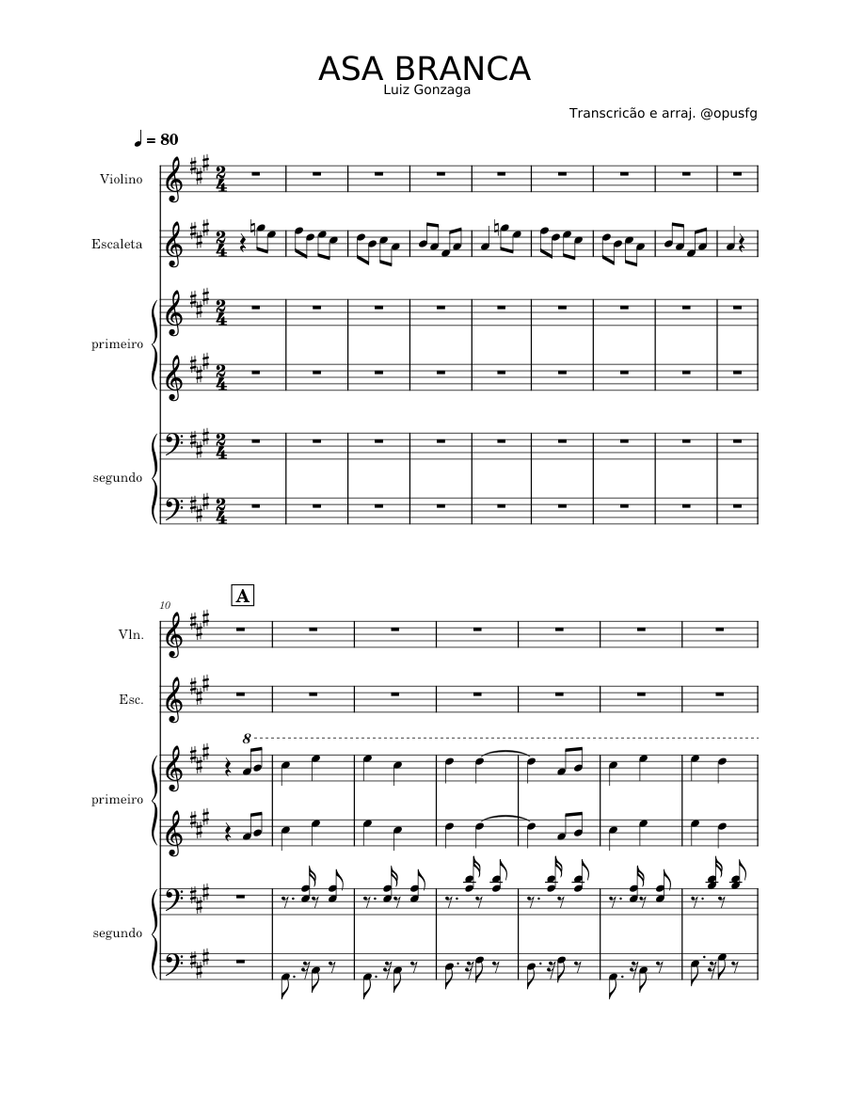 Asa branca Luiz Gonzaga piano duo Sheet music for Piano, Violin