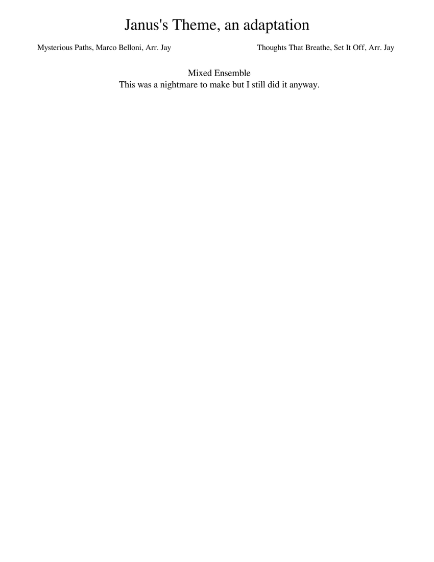Janus's Theme - An Adaptation Sheet Music for Piano, Harpsichord, Organ ...