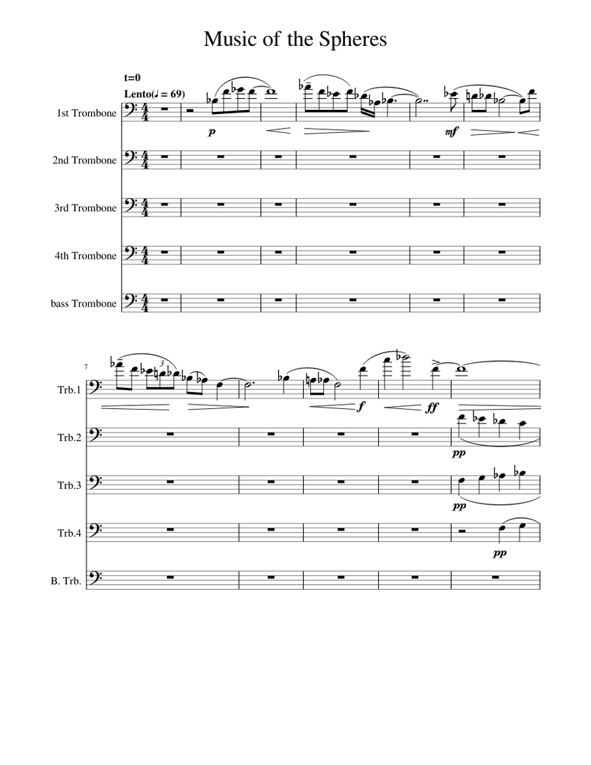 トロンボーン 楽譜 まとめ売り Music of the Spheres(宇宙の音楽) トロンボーン5重奏 Sheet