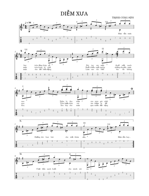DIỄM XƯA Guitar Solo