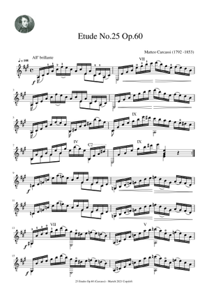 Etude No.3 Op.60 - Matteo Carcassi (1792 - 1853) Sheet Music for