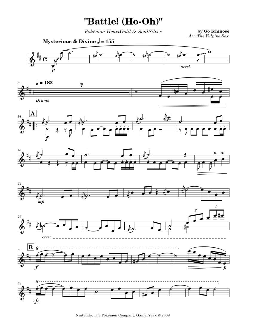 Battle (HoOh) Tenor Sax Solo Sheet music for Saxophone tenor (Solo