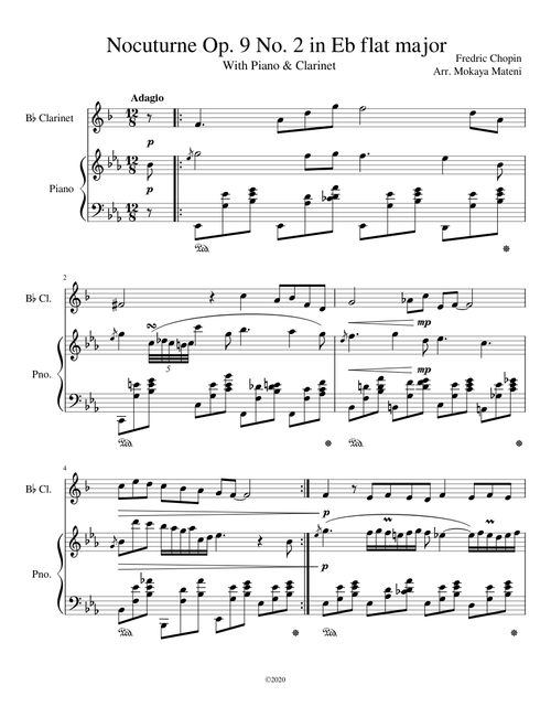 Nocuturne Op. 9 No. 2 in E-flat major with Piano and Clarinet