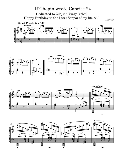 Caprice op.1, No.24 – Niccolò Paganini Caprice 24 Op. 1, No. 24 – Niccolò Paganini If Chopin wrote Caprice 24