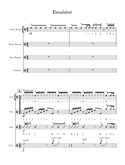 Escalator - Drumline Cadence (Muse Drumline) – Gageforcemusic