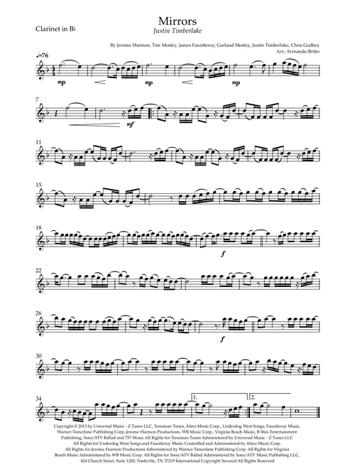 Mirrors (Arr. Fernando Britto) - Justin Timberlake (Clarinet Solo)