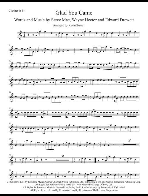 Glad You Came (Arr. Kevin Busse) - The Wanted (Clarinet Solo)