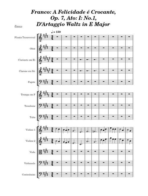 Franco: A Felicidade é Crocante, Op 7, Ato: I No. 1: D'Artaggio Waltz in E Major