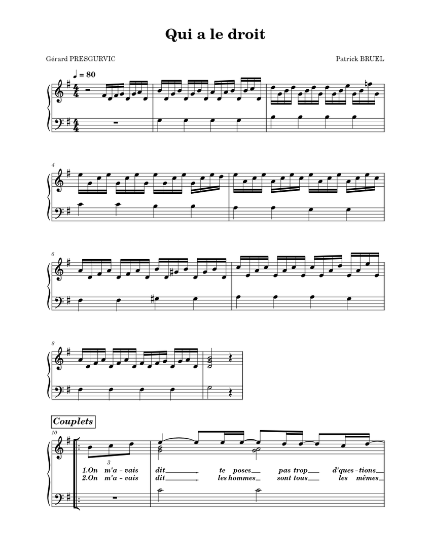 qui a le droit/ Patrick Bruel piano tutorial