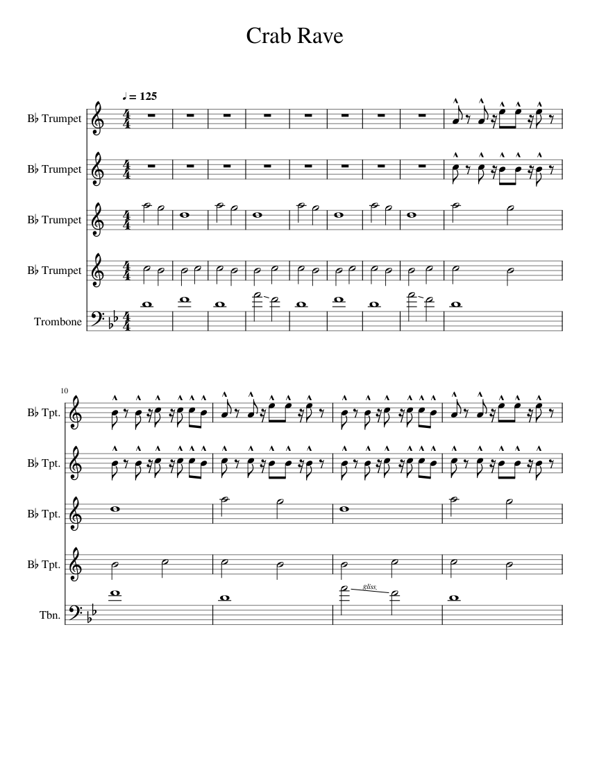Crab Rave Brass Ensemble Sheet music for Trombone, Trumpet in bflat