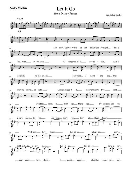 Let It Go - Solo Violin