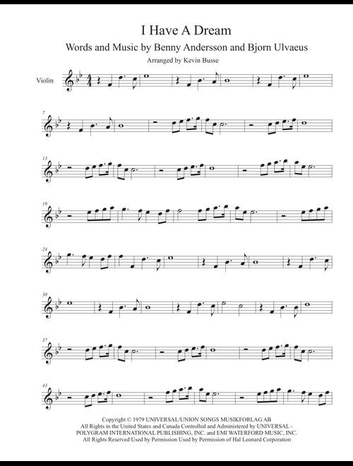 I Have A Dream (Arr. Kevin Busse) - ABBA (Violin Solo)