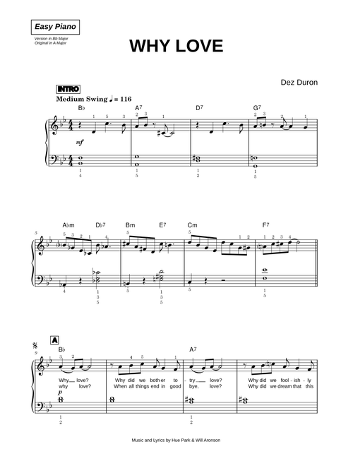 Why Love - Dez Duron (Easy Piano)