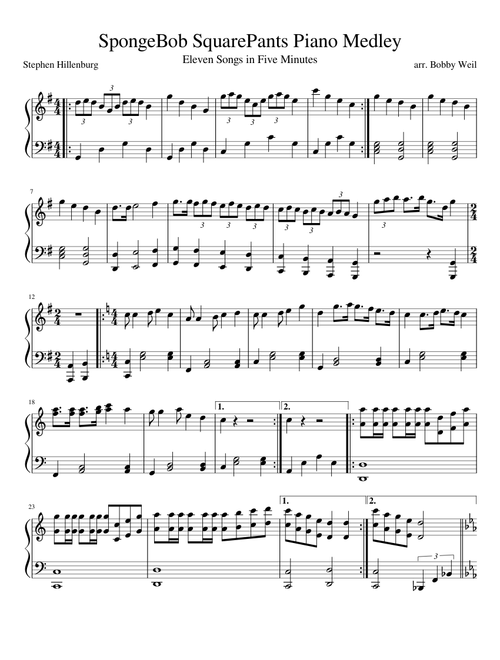SpongeBob Piano Medley