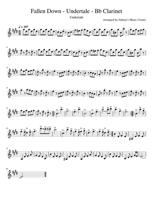 Fallen Down - Undertale - Bb Clarinet