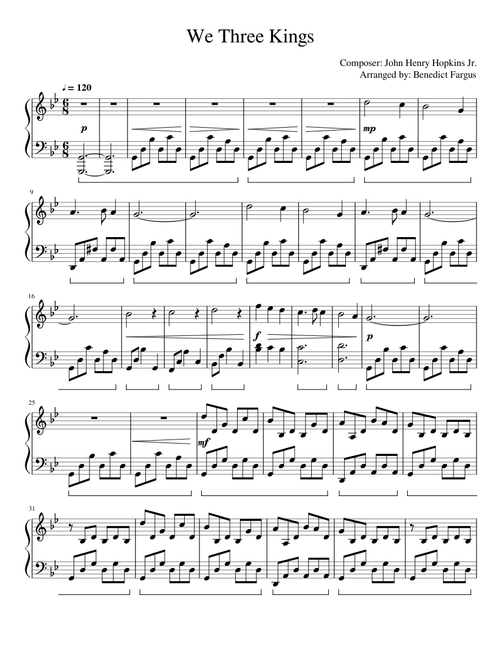 We Three Kings - Intermediate Piano