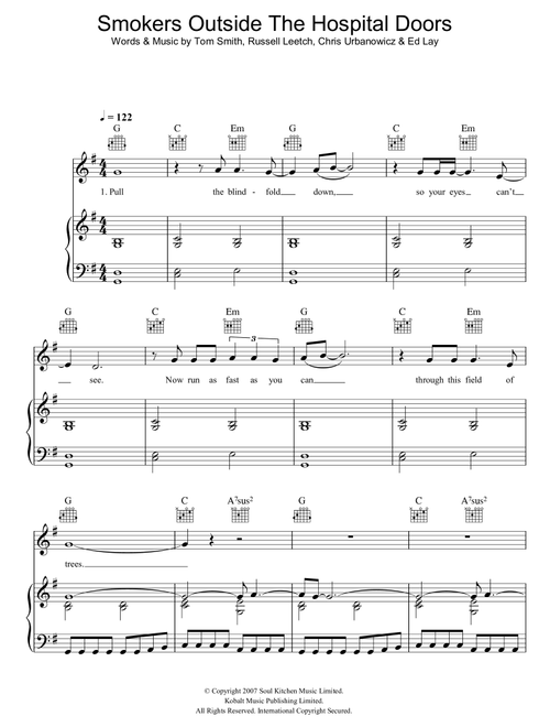 Smokers Outside The Hospital Doors - Editors (Piano-Vocal-Guitar (Piano Accompaniment))