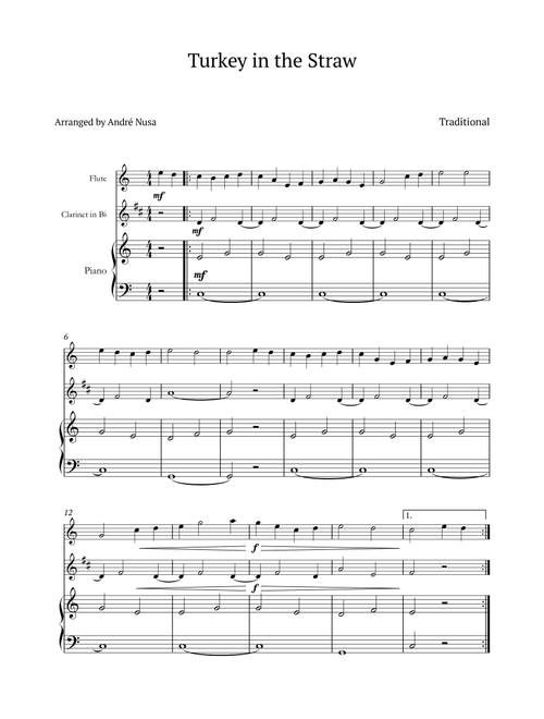 Turkey in the Straw (Arr. André Nusa) - Traditional (Small Ensemble)