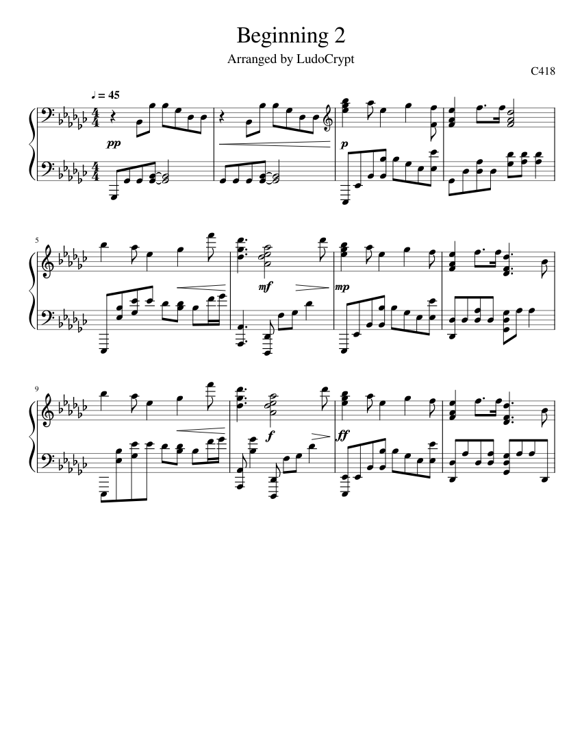 Beginning 2 Sheet Music for Piano (Solo) | MuseScore.com