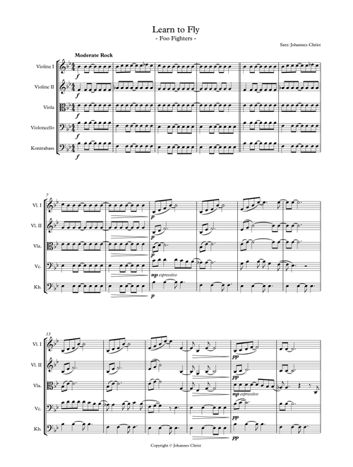 Learn To Fly (Arr. Johannes Christ) - Foo Fighters (String Ensemble)