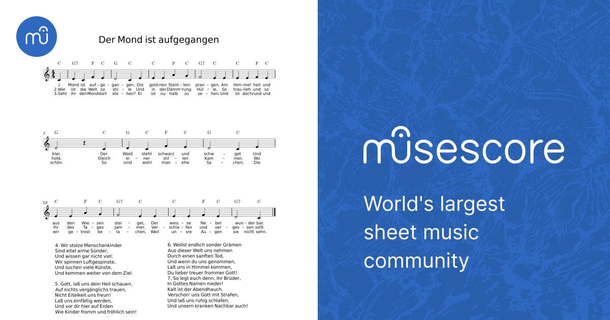 Der Mond ist aufgegangen Sheet Music with Chords for Synthesizer