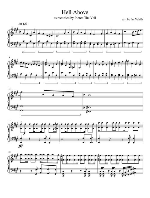 Hell Above - Pierce The Veil (Piano)