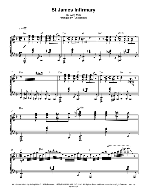 St James Infirmary (Arr. Tunescribers) - Irving Mills (Piano Solo)