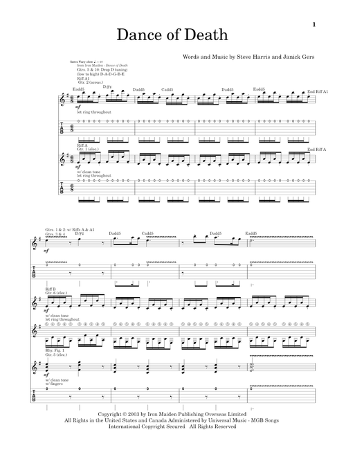Dance Of Death - Iron Maiden (Guitar Tab)