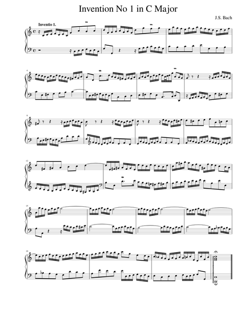J.S. Bach Invention  No. 1 in C Major