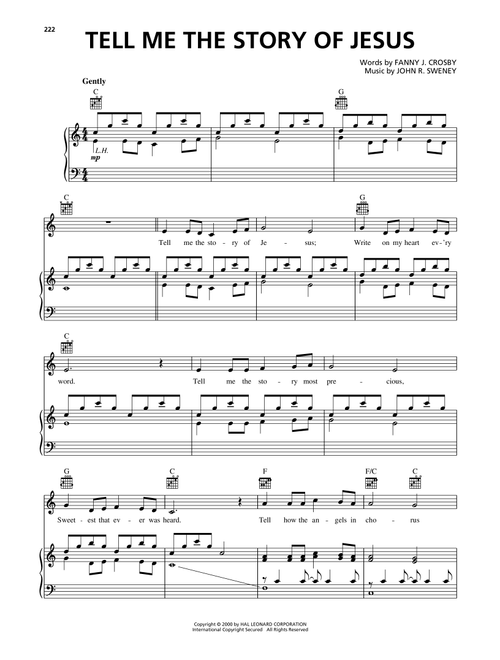 Tell Me The Story Of Jesus - Fanny J Crosby, John R Sweney (Piano-Vocal-Guitar)