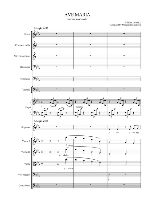 W.Gomez Ave Maria in E-flat (Arr. Marina Retchkalova) - William Gomez (Large Ensemble)