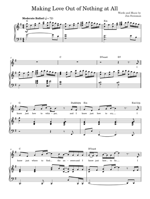 Making love out of nothing at all - Air Supply (Piano Vocal)