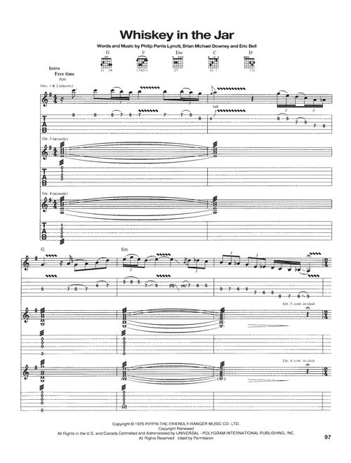Whiskey In The Jar - Thin Lizzy (Guitar Tab)