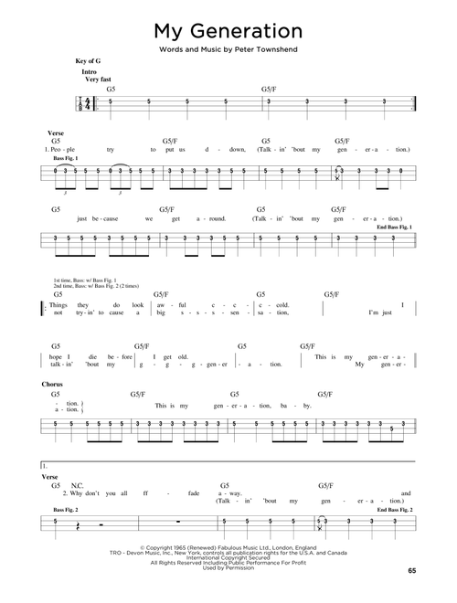 My Generation - The Who (Easy Bass Tab)