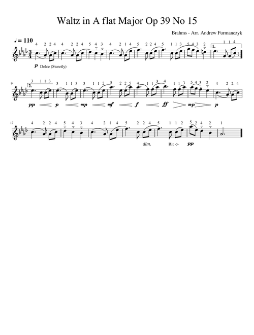 Waltz in A Flat Major Op 39 No 15